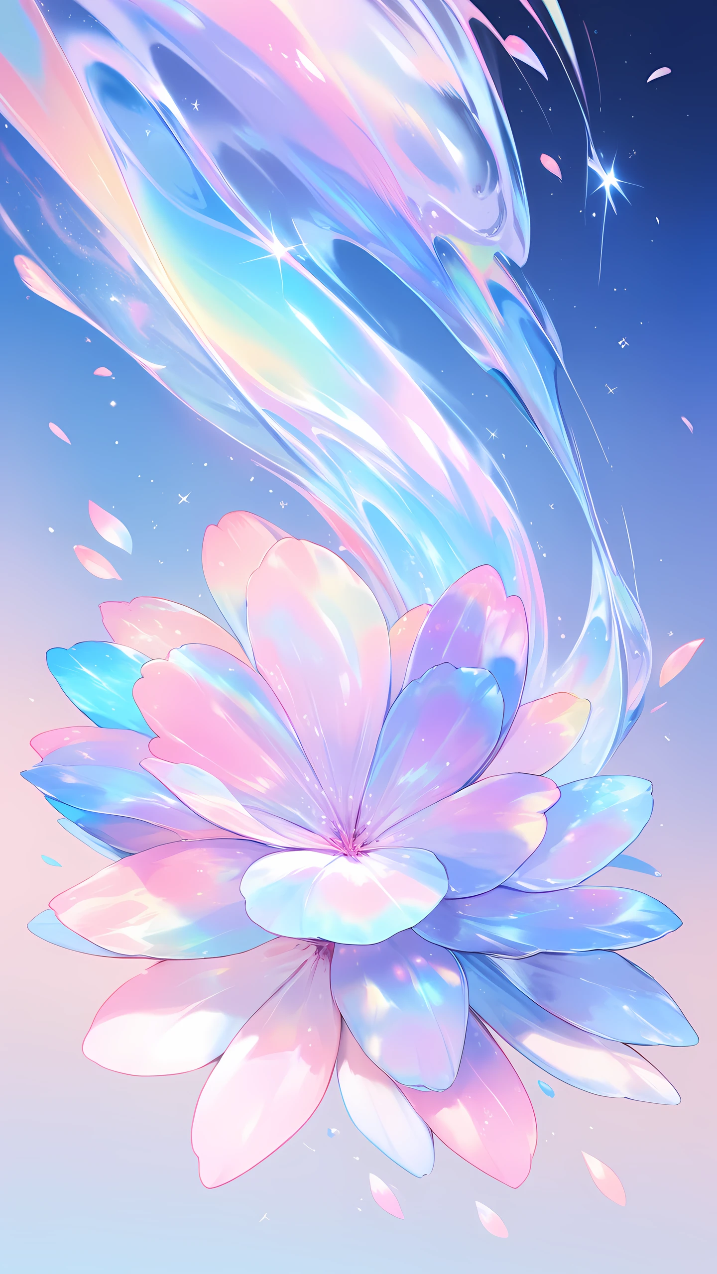 Anime Wallpaper Holographic Flowers 1440×2560 anime wallpaper