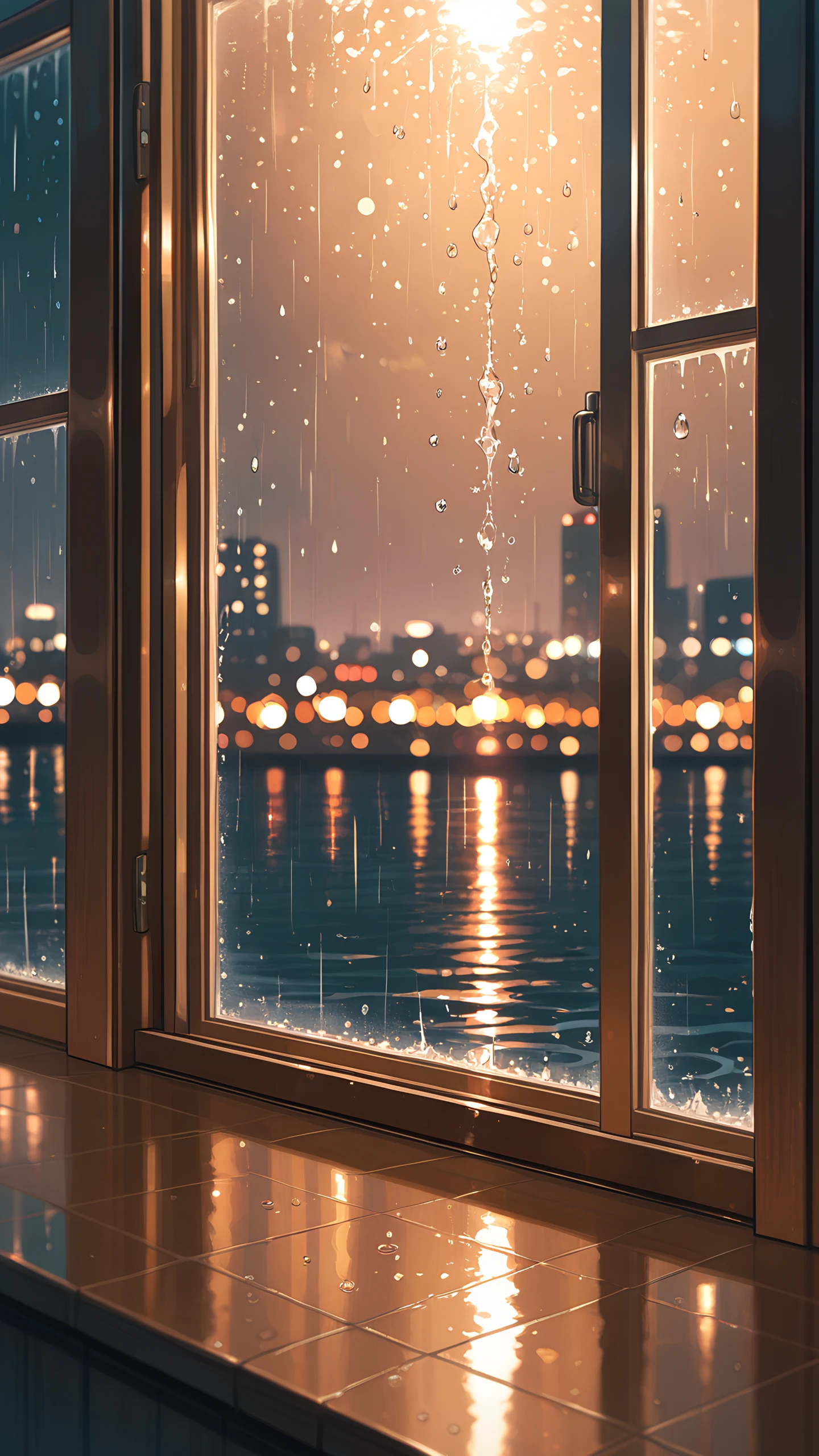 Anime Wallpaper Rainy Window City 1440×2560 anime wallpaper