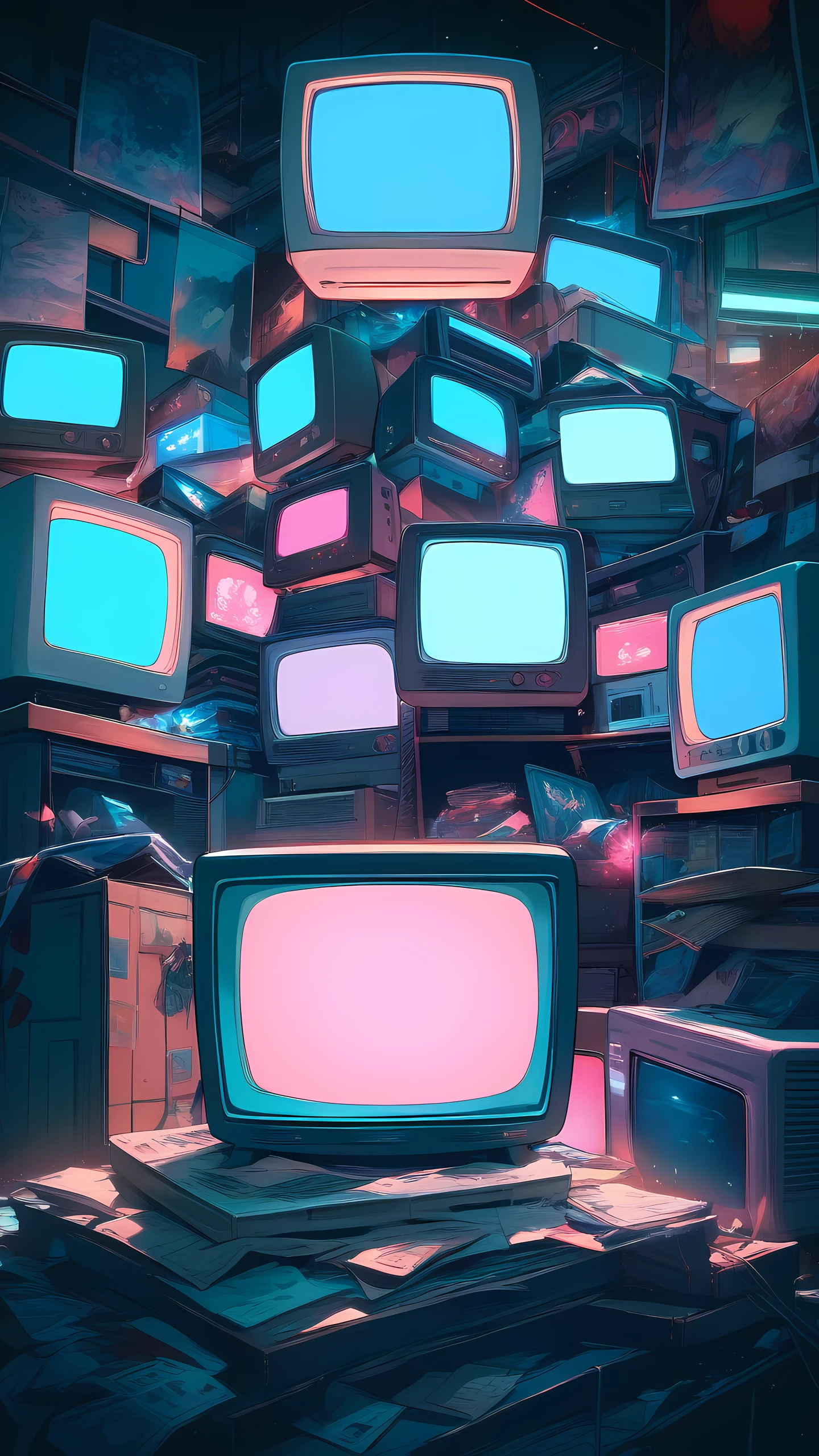 Anime Wallpaper Retro Tv Room 1440×2560 anime wallpaper