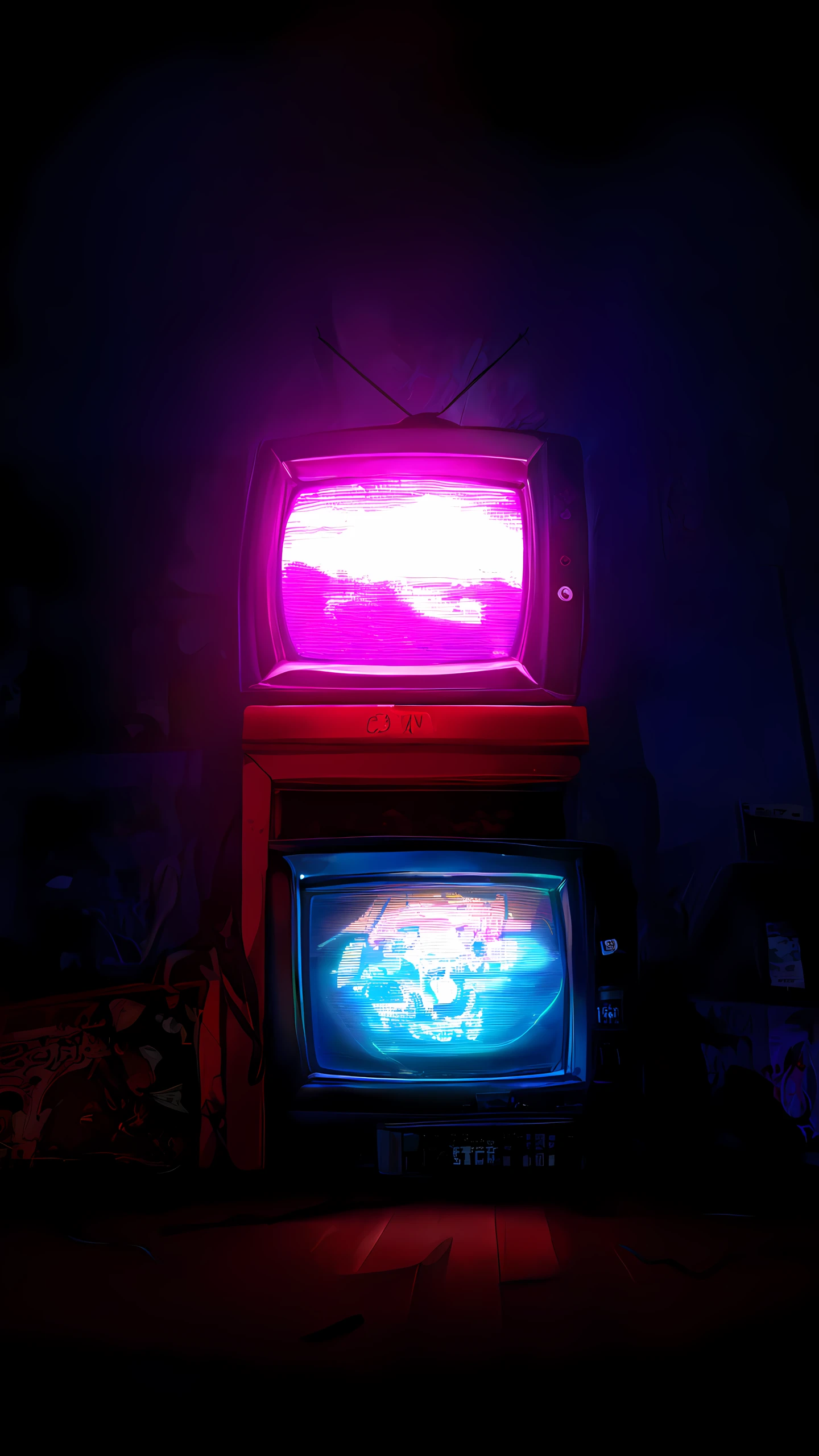 Anime Wallpaper Retro Tv Room 1440×2560 anime wallpaper