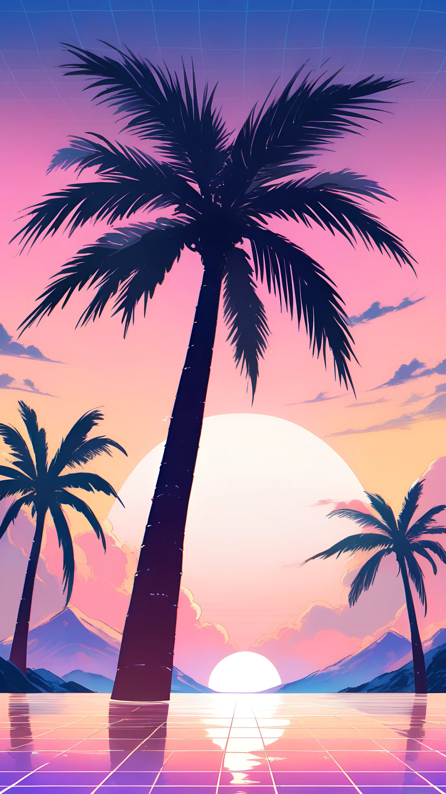 Anime Wallpaper Vaporwave Sunset 1440×2560 anime wallpaper