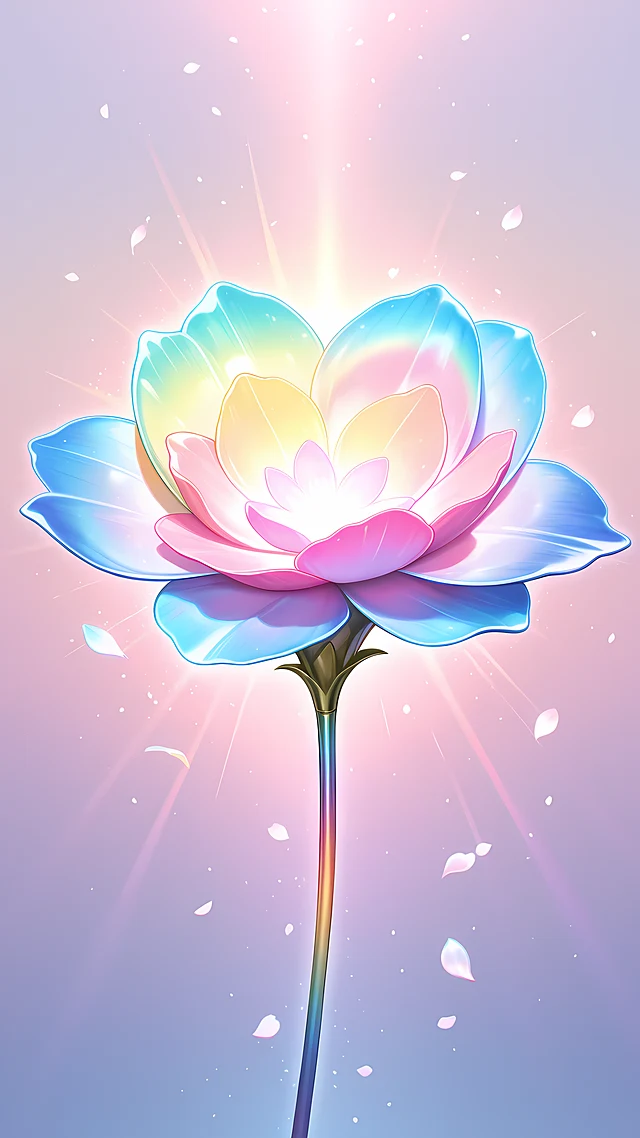 anime wallpaper holographic flowers — 1440×2560