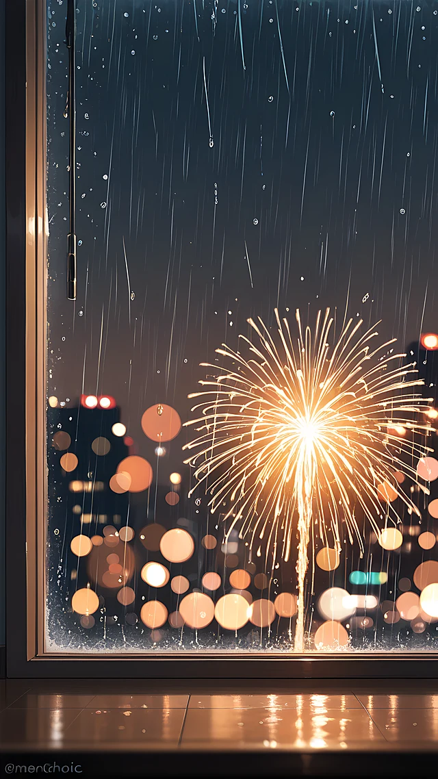 anime wallpaper rainy window city — 1440×2560