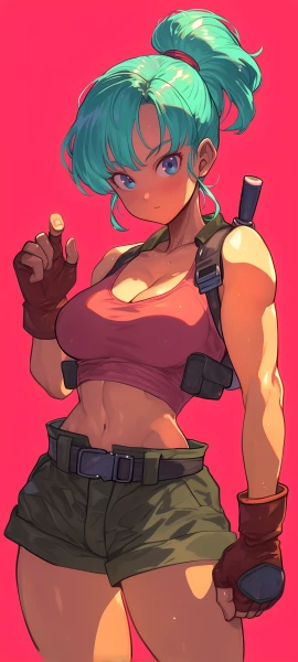 colorful anime girl wallpaper — shorts, gloves, blue eyes (free 4K phone download)