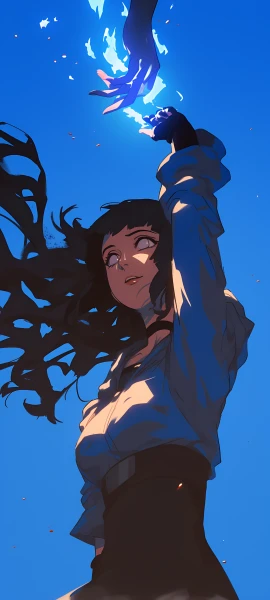 dreamy anime girl wallpaper — long hair, black hair, choker (free 4K phone download)