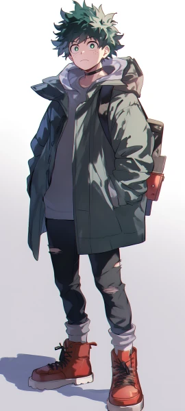 mysterious anime boy wallpaper — male focus, green eyes, hood (free 4K phone download)