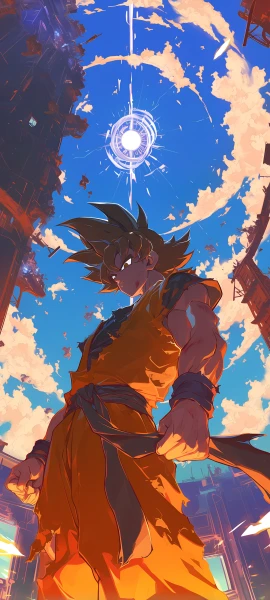 epic anime boy wallpaper — male focus, dougi, sky (free 4K phone download)