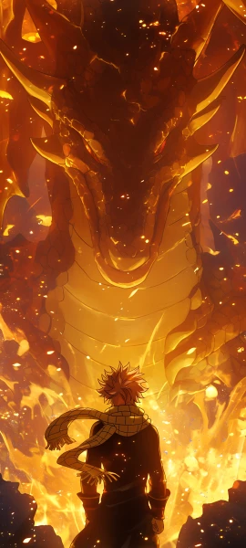 epic anime boy wallpaper — scarf, dragon, fire (free 4K phone download)