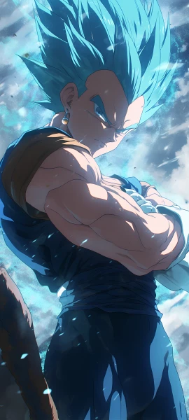 epic anime boy wallpaper — male focus, super saiyan, potara earrings (free 4K phone download)