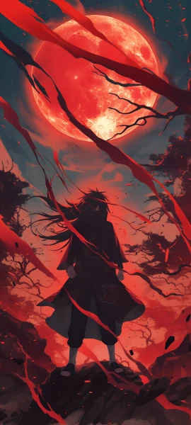 epic anime boy wallpaper — moon, male focus, long hair (free 4K phone download)