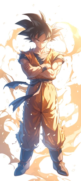 epic anime boy wallpaper — male focus, crossed arms, black hair (free 4K phone download)