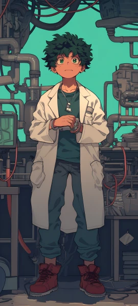 mysterious anime boy wallpaper — male focus, green hair, green eyes (free 4K phone download)
