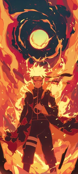 epic anime boy wallpaper — male focus, fire, forehead protector (free 4K phone download)