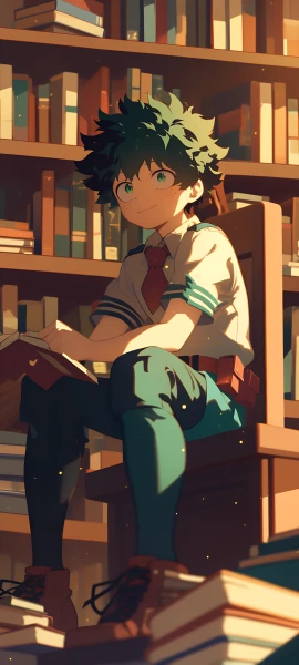 cute anime boy wallpaper — male focus, book, green eyes (free 4K phone download)
