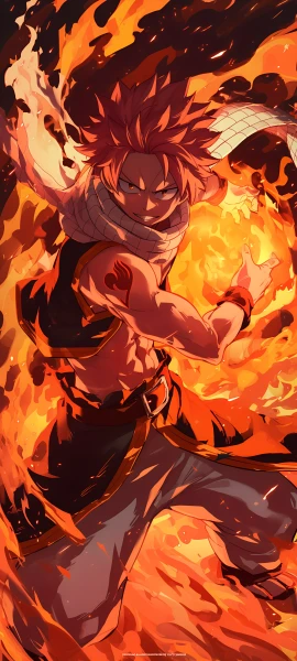 epic anime boy wallpaper — male focus, fire, white scarf (free 4K phone download)