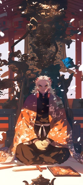 cool anime boy wallpaper — forked eyebrows, demon slayer uniform, male focus (free 4K phone download)