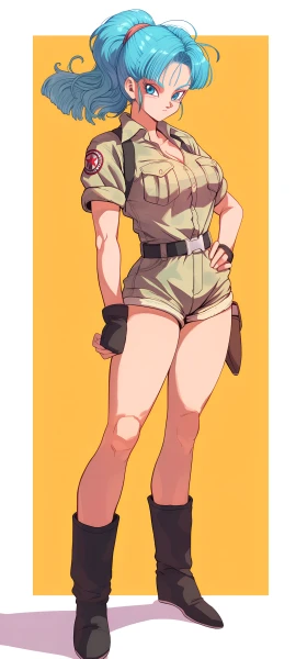 cute anime girl wallpaper — hand on own hip, boots, gloves (free 4K phone download)