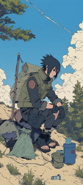 cool anime boy wallpaper — male focus, black hair, sky (free 4K phone download)