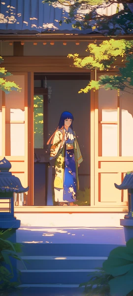 elegant anime girl wallpaper — japanese clothes, kimono, long hair (free 4K phone download)