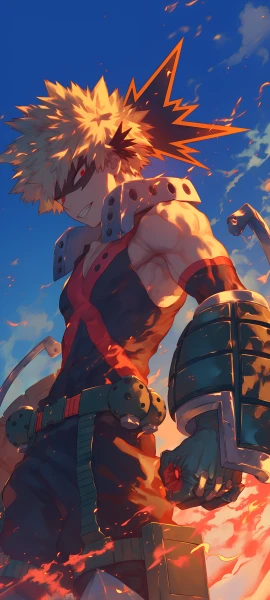 epic anime boy wallpaper — male focus, blonde hair, red eyes (free 4K phone download)