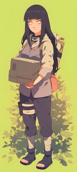 cute anime girl wallpaper — long hair, black hair, konohagakure symbol (free 4K phone download)