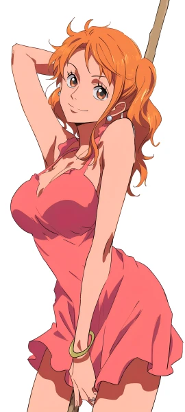 cute anime girl wallpaper — jewelry, dress, orange hair (free 4K phone download)