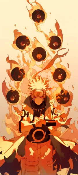 cool anime boy wallpaper — male focus, orange theme, facial mark (free 4K phone download)