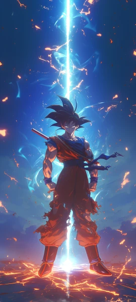 epic anime boy wallpaper — male focus, dougi, black hair (free 4K phone download)
