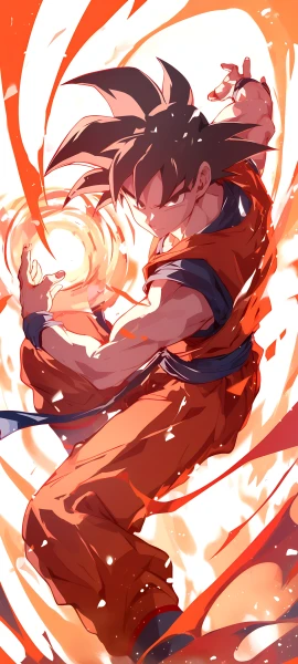 cool anime boy wallpaper — male focus, black hair, dougi (free 4K phone download)