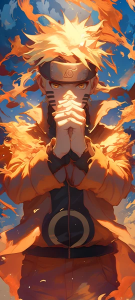 mysterious anime boy wallpaper — male focus, blonde hair, own hands together (free 4K phone download)
