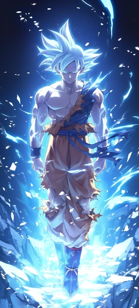 epic anime boy wallpaper — male focus, torn clothes, muscular (free 4K phone download)