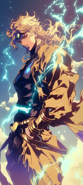 epic anime boy wallpaper — male focus, blonde hair, yellow jacket (free 4K phone download)