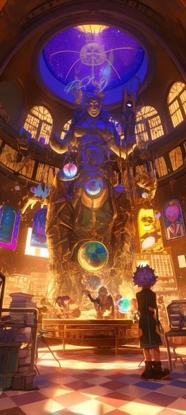 epic anime wallpaper — book, book stack, globe, bookshelf (free 4K phone download)