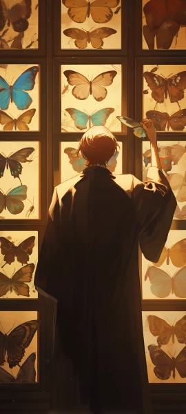 whimsical anime boy wallpaper — bug, butterfly, male focus (free 4K phone download)