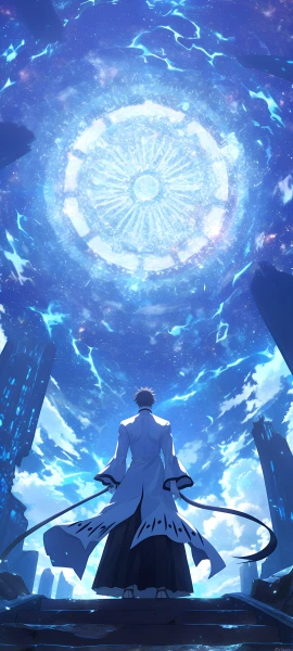 magical anime boy wallpaper — male focus, sky, japanese clothes (free 4K phone download)