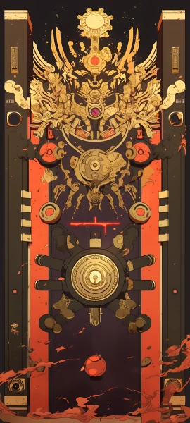 vintage anime wallpaper — apple, fruit, gears (free 4K phone download)
