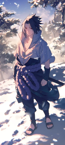 serene anime boy wallpaper — male focus, black hair, red eyes (free 4K phone download)