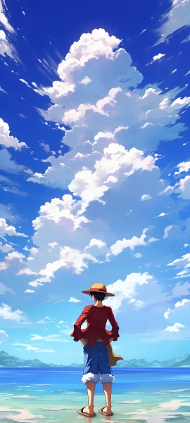 dreamy anime boy wallpaper — hat, straw hat, cloud (free 4K phone download)