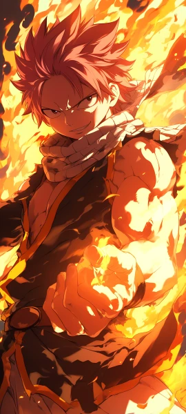 epic anime boy wallpaper — male focus, fire, scarf (free 4K phone download)