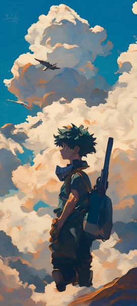 dreamy anime boy wallpaper — cloud, male focus, sky (free 4K phone download)