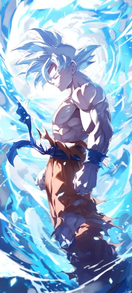 epic anime boy wallpaper — male focus, muscular, white hair (free 4K phone download)