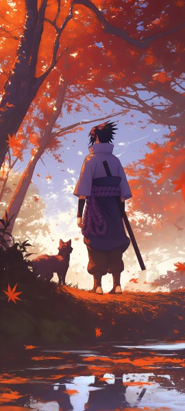 serene anime boy wallpaper — male focus, black hair, weapon (free 4K phone download)