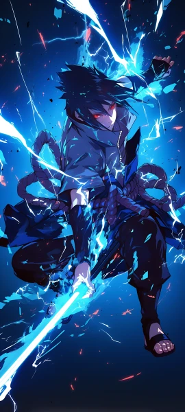 epic anime boy wallpaper — male focus, weapon, black hair (free 4K phone download)