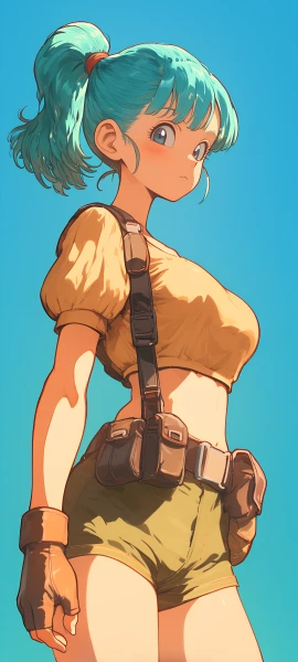 cute anime girl wallpaper — gloves, crop top, shorts (free 4K phone download)