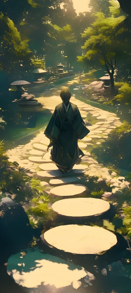 serene anime boy wallpaper — male focus, japanese clothes, tree (free 4K phone download)