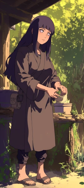 cute anime girl wallpaper — long hair, sandals, black hair (free 4K phone download)