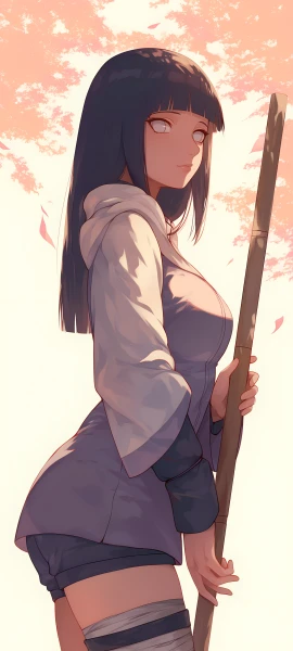 serene anime girl wallpaper — long hair, white eyes, black hair (free 4K phone download)
