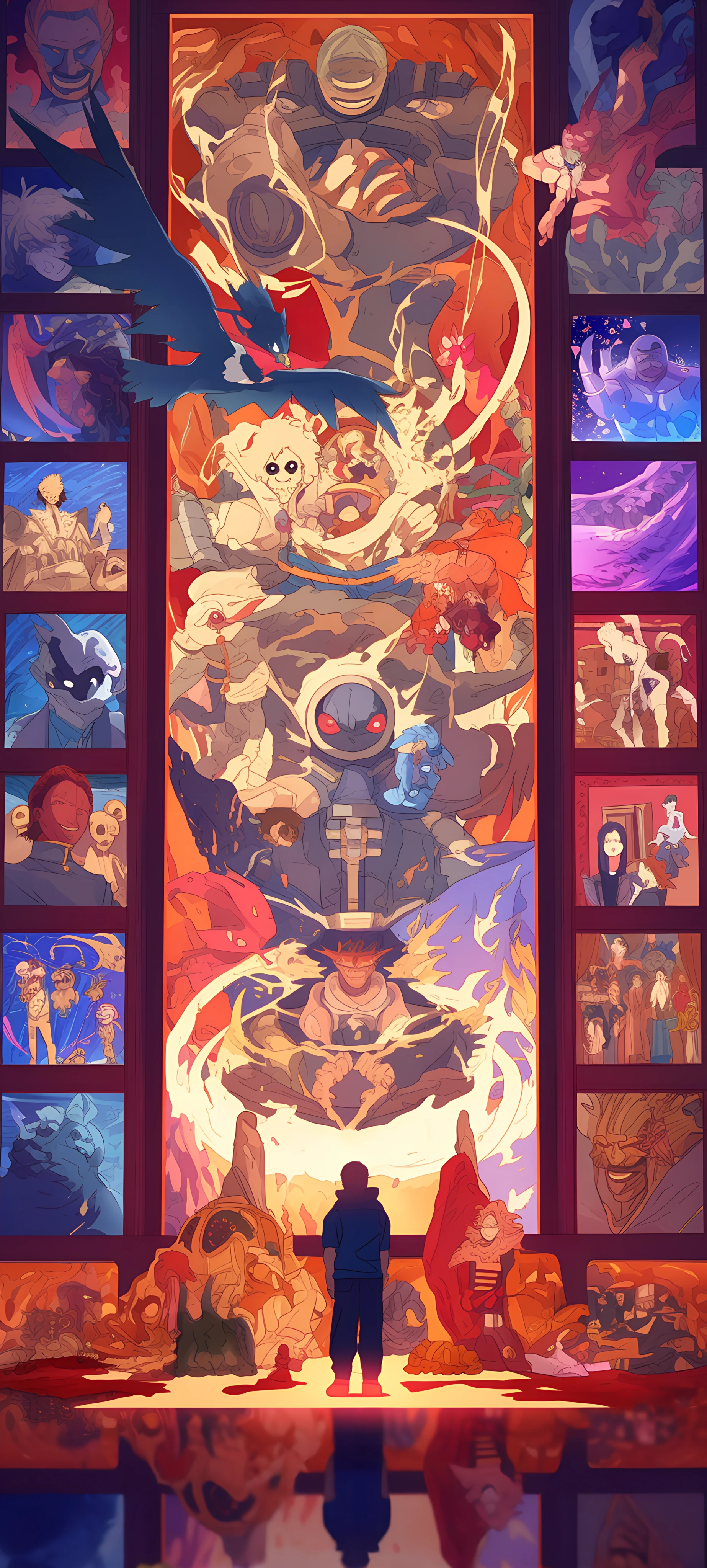 epic anime wallpaper — multiple boys, 6+boys, hat, fire (free 4K phone download)
