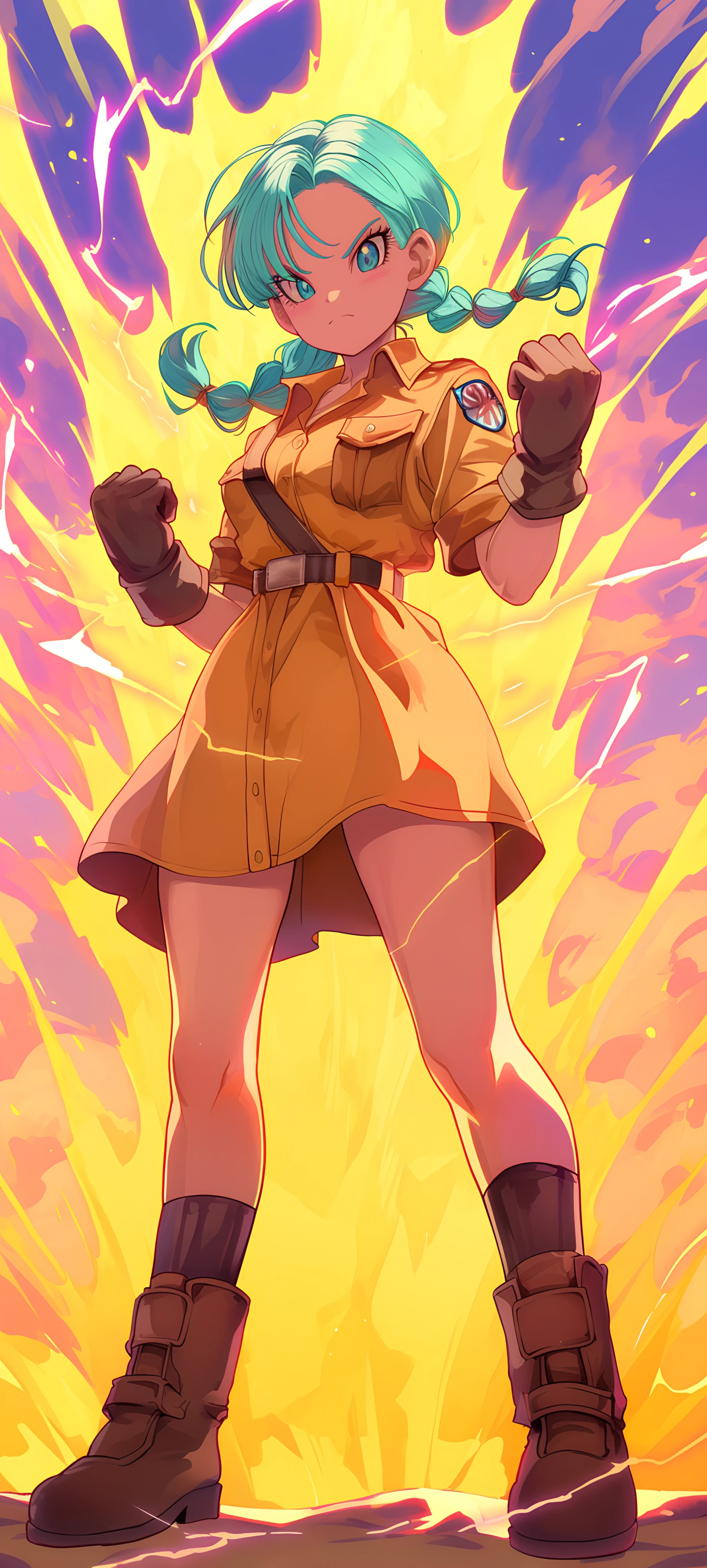 cute anime girl wallpaper — gloves, braid, boots (free 4K phone download)