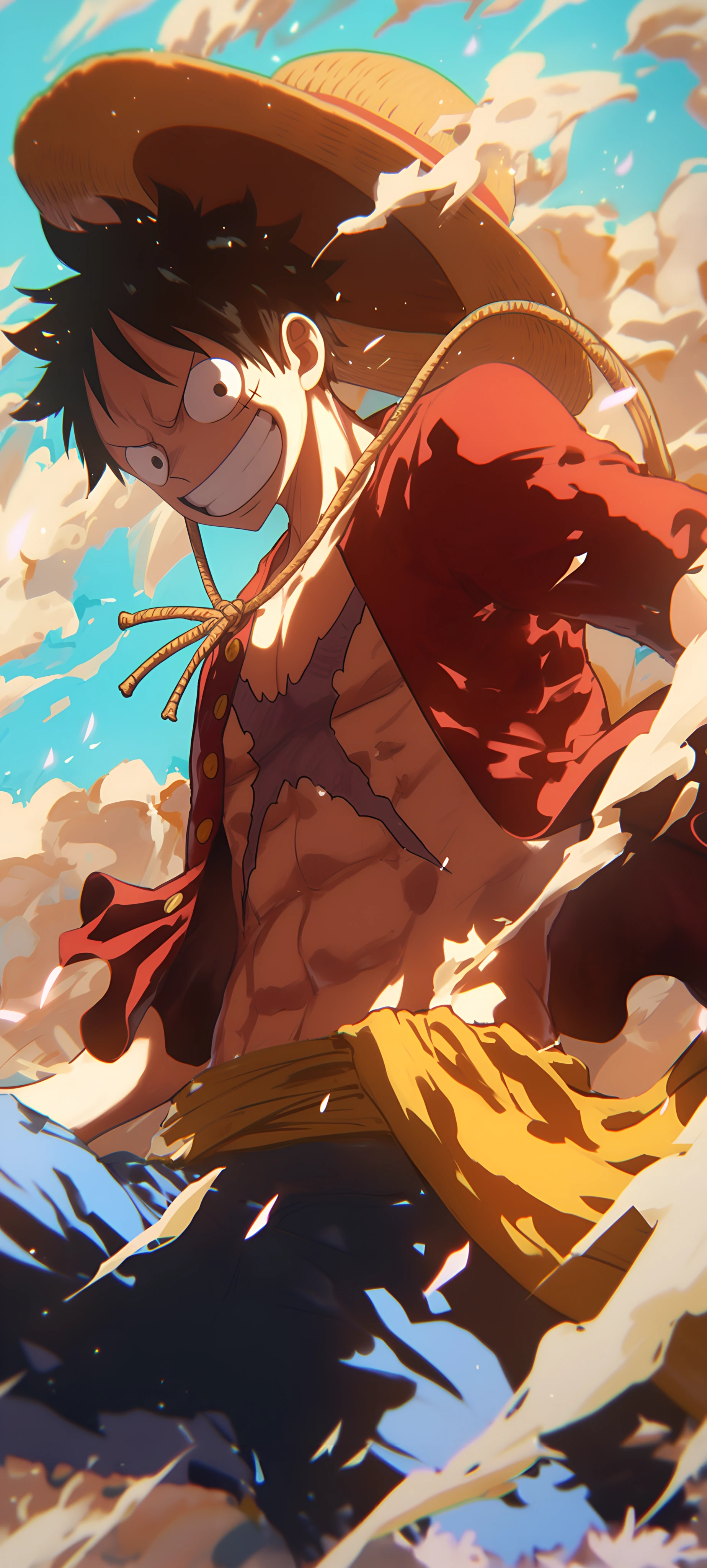 epic anime boy wallpaper — male focus, hat, scar (free 4K phone download)